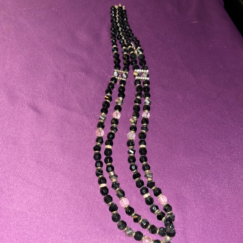 Long beaded black necklace